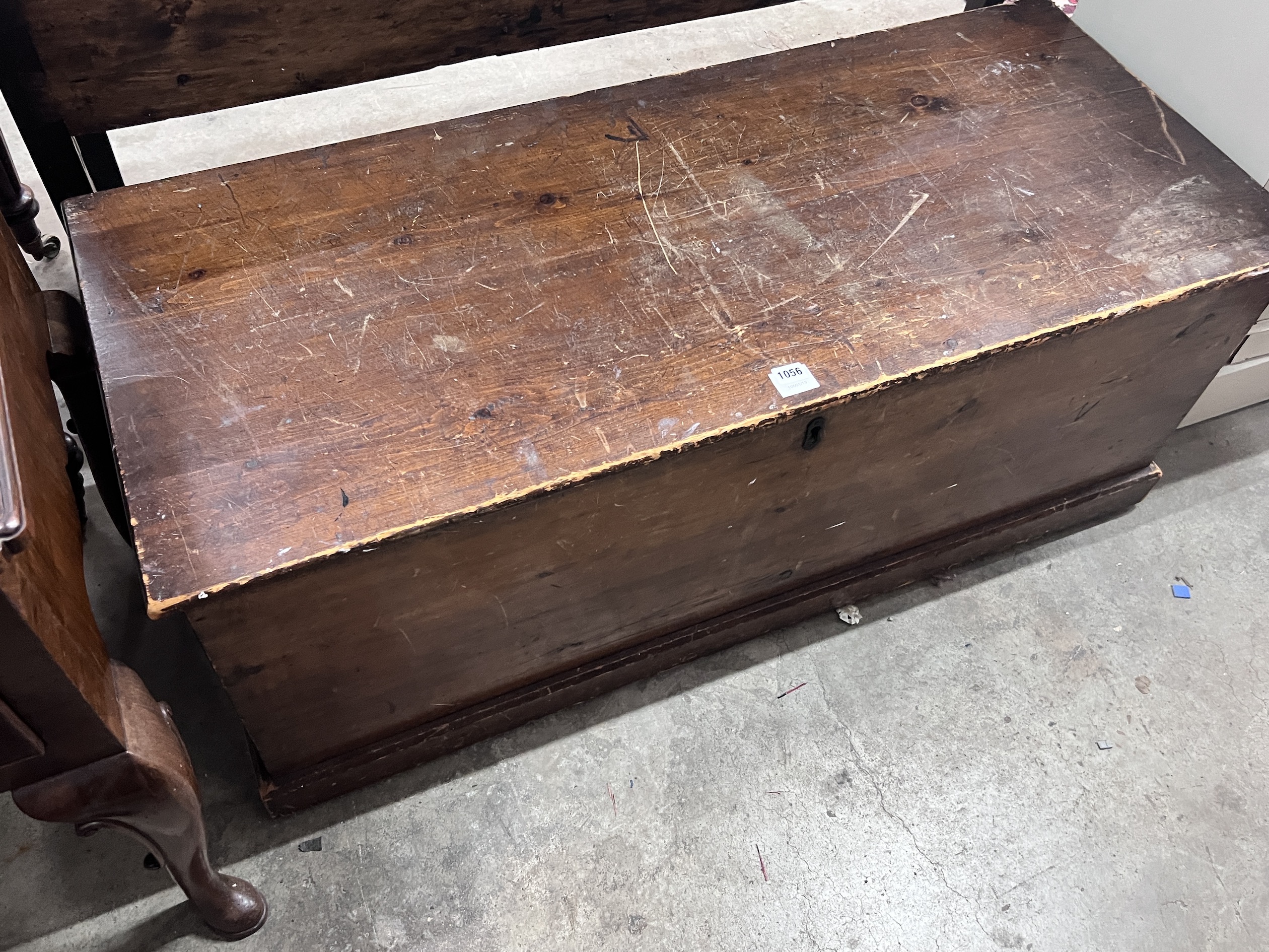 A Victorian pine coffer, length 127cm, depth 53cm, height 50cm